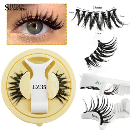 Magnetic Eyelashes 1/2 Pairs Handmade 3D Mink Lashes Reusable False Eyelashes Set Natural Long Fake Eyelash Makeup Tweezers Tool
