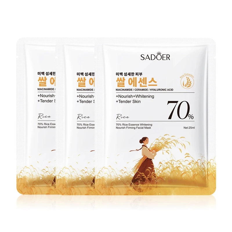 1/5/10PCS Rice Essence Face Sheet Mask,Niacinamide Hyaluronic Acid Hydrating Nourishing Brightening Tender Skin,Korean Skincare