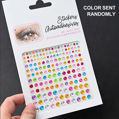 132/162/216/900pcs Coorful Diamonds Tattoos Stickers 3/4/5/6mm Face Rhinestones Tattoo for Party Body/Eye Makeup Gem Accessories