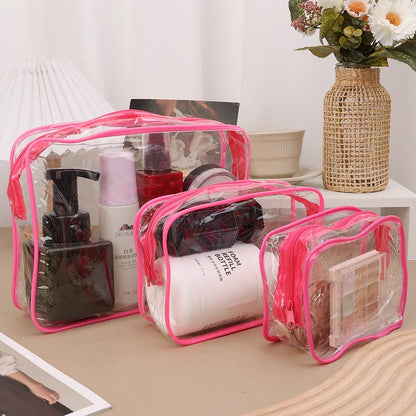 Simple Transparent Cosmetic Bag PVC Waterproof Clear Makeup Storage Case Travel Make Up Organizer Pouch Bath Toiletry Wash Bag