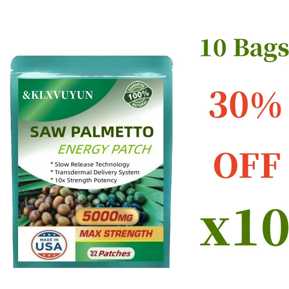 Saw Palmetto Extract 5000 mg, Prostate Health, Urinary Tract Support, DHT Blocker for Men and Women Hair Growth,32 Patches/bag