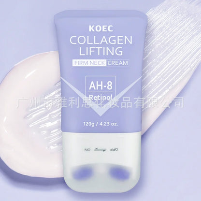120g KOEC Collagen AH-8 Retinol Lifting Firming Neck Cream Moisturizing Nourishing 360° Roller Massage Design Fast-Absorbing
