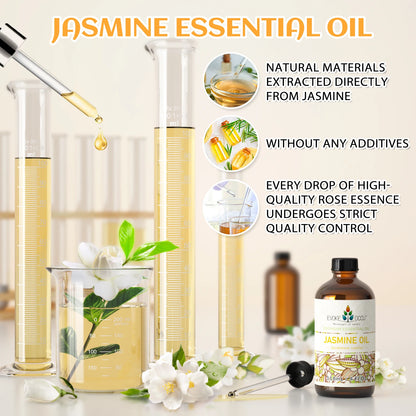 EVOKE OCCU Jasmine Essential Oils, 118ML/4 Fl.Oz. Premium Plant Oil for Diffuser, Purifier, Skin, Massage, Candle Soap Making,