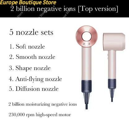 New Super Hair Dryer 220V Leafless Hair Dryer Personal Hair Care Styling Negative Ion Tool Schedule Negative Ion Electric Dryer
