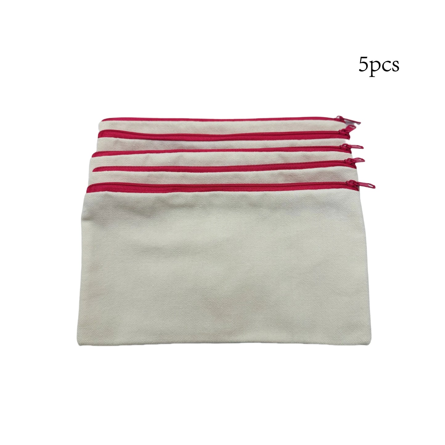 5pcs Blank Canvas Zipper Pouch Bulk, Makeup Bag Pencil Case For Cosmetic & DIY Crafts, Independence Day