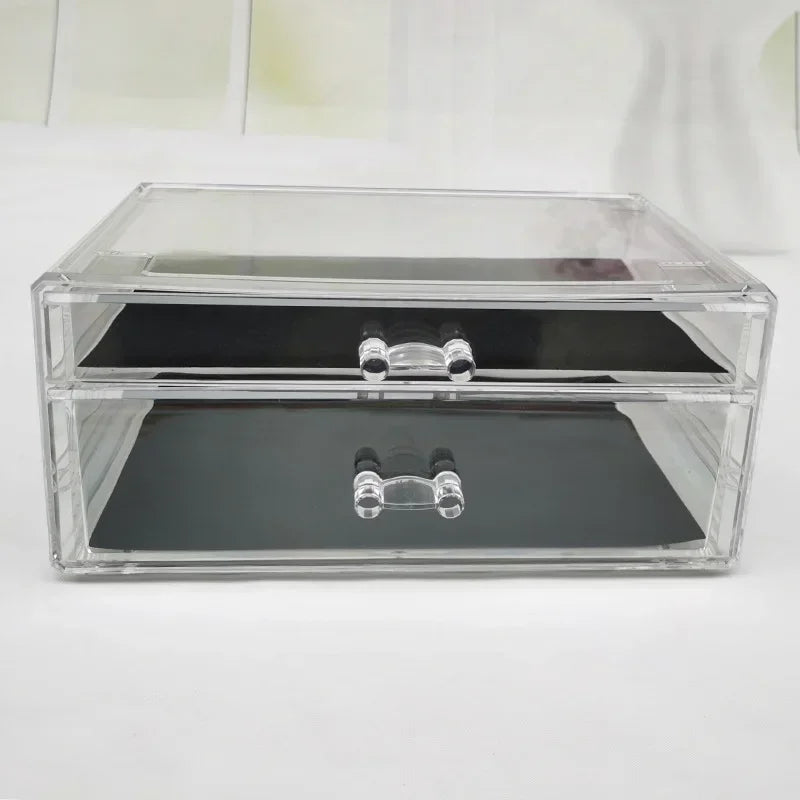 Table Transparent Plastic Makeup Organizer Multi-type Drawers Skincare Product Storage Box 3 Layers Case