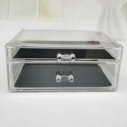 Table Transparent Plastic Makeup Organizer Multi-type Drawers Skincare Product Storage Box 3 Layers Case