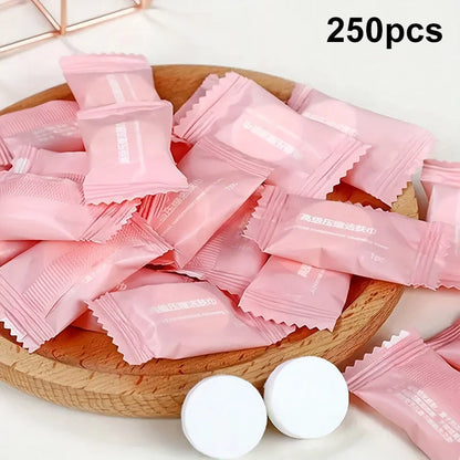 250/50pcs Portable Compressed Face Towels Disposable Cotton Coin Tissue Suitable For Travel Beauty Salon Makeup Remover Cleaning