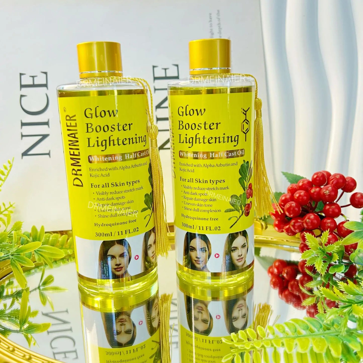 200ml Alpha Arbutin And Kojic Acid Whitening Serum Glow Booster Cast Oil Reduce Stretch Mark And Dark Spots Repair Damage Skin