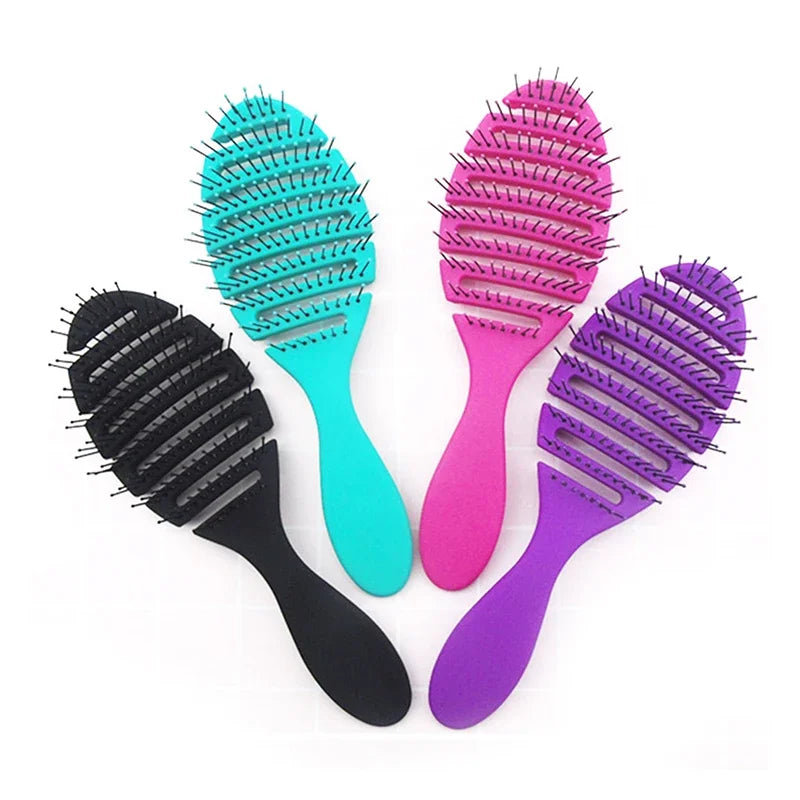 4 Colors Wet Brush Comb Tool Barber Hair Brush Hair Styling Tools Anti Tangle Anti-static Head Salon Hairdressing Accessories