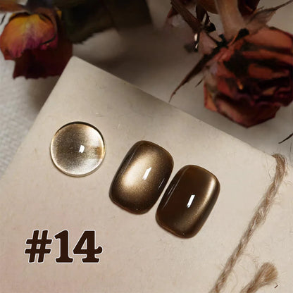 10ML 1-21PCS 2025 Autumn New Emerald Green Magnet Cat's Eye Gel Nail Polish Green Whitening Glass Bead Cat Eye Nail Polish