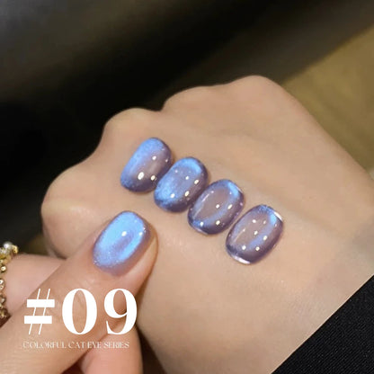 12ML 1-6PCS Blue Glass Bead Island Magnetic Moonlight Cat Eye Gel Nail Polish 2025 New Style Popular Gel Polish Nail Supplies