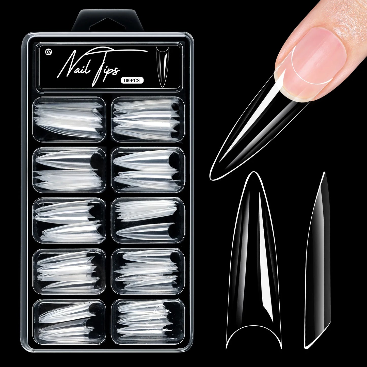 100pcs False Soft Gel Nail Tips Half/Full Cover Double-Use Press On Acrylic Nails Almond Coffin Stiletto Fake Nails Supplies