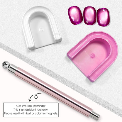 U-Shaped Magnetic Gel Polish Guide Tool Cat Eye Nail Magnet Assistant Holder Pad for Beginner DIY Manicure Magnetic Nail Art