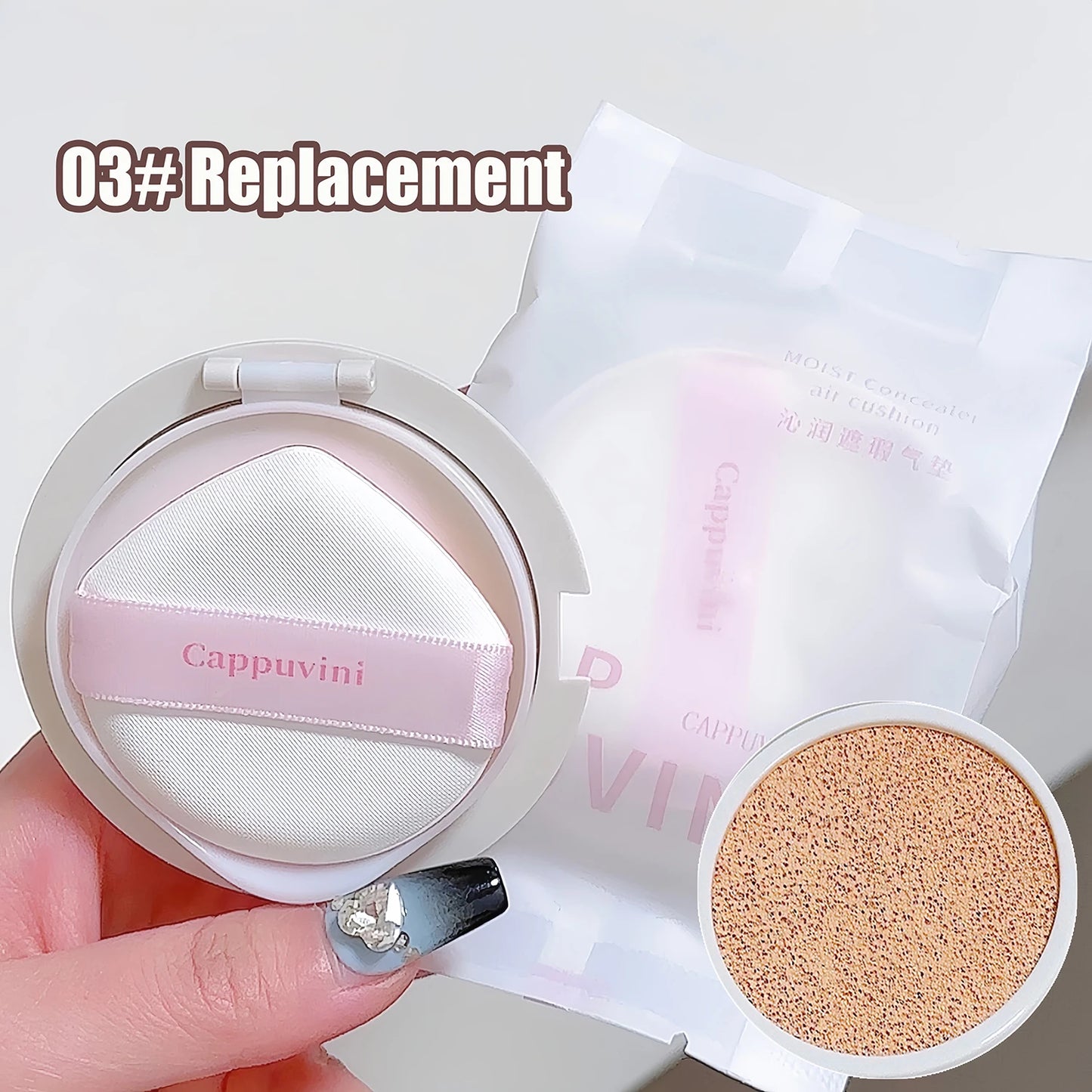 BB Cream Air Cushion Foundation Full Coverage Waterproof Long-lasting Concealer 3 Colors Cushion Compact Face Makeup Base
