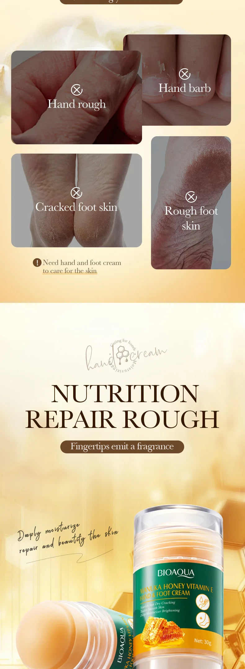BIOAQUA Honey Hand & Foot Cream Moisturizing Anti Cracking Whitening Anti Wrinkles Anti-Aging Hands Skin Care Products