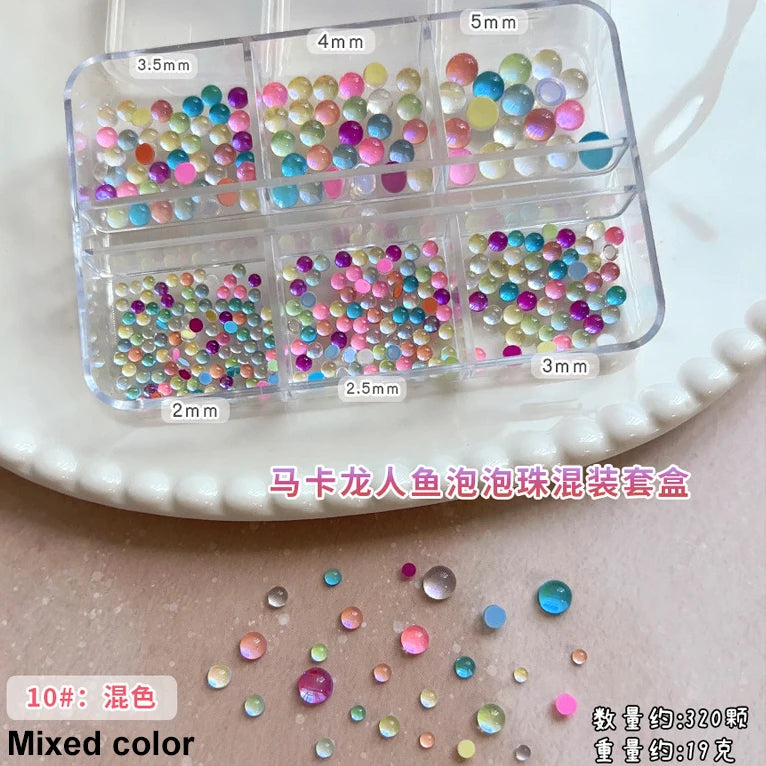 Gun Black Square Rivet Metal Round Ball Cone Alloy Fork Spoon Punk Stars Bowknot Pearl Nail Art Accessories Decorations Manicure