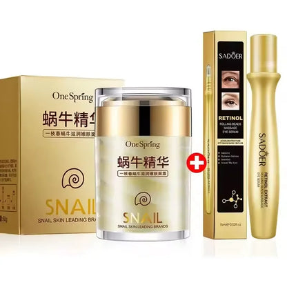 Snail Anti-Aging Face Cream Collagen Firming Fade Fine Lines Eye Massage Roller Anti Wrinkles Eye Bags Korean Skin Care Product