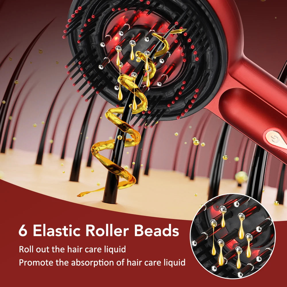 Electric Head Massager Hair Growth Comb Scalp Relax Massager LED Light Therapy Anti Hair Loss Scalp Brush Liquid Oil Applicator