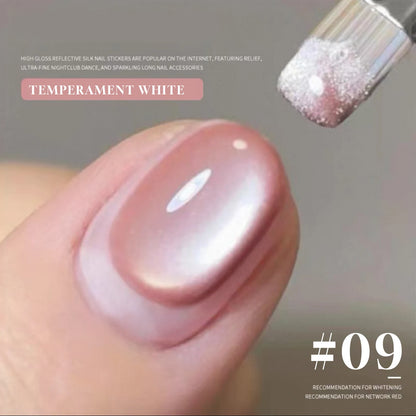 12ML 2025 New Guava Cat Eye Nail Gel Polish - Grape Green Shade with Whitening Effect, Dual-Light Glass Bead Cat Eye Finish