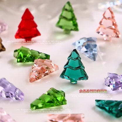 10PCS 3D Transparent Christmas Tree Nail Art Rhinestone Charms Gems Accessories For Winter Nail Decoration Design Supplies Parts
