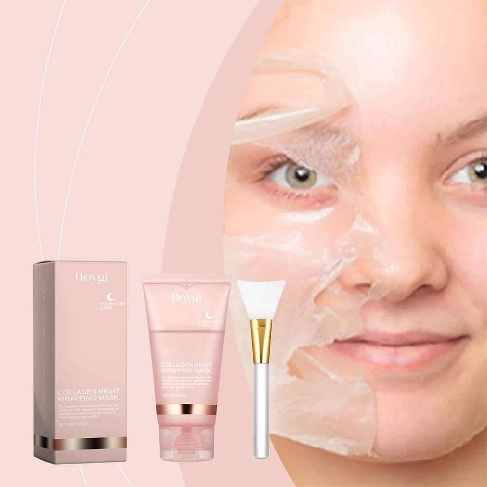 HOYGI Collagen Overnight Wrapping Peel Off Facial Mask Deeply Hydrating Moisturizing Night Wrapping Face Mask Care Cream