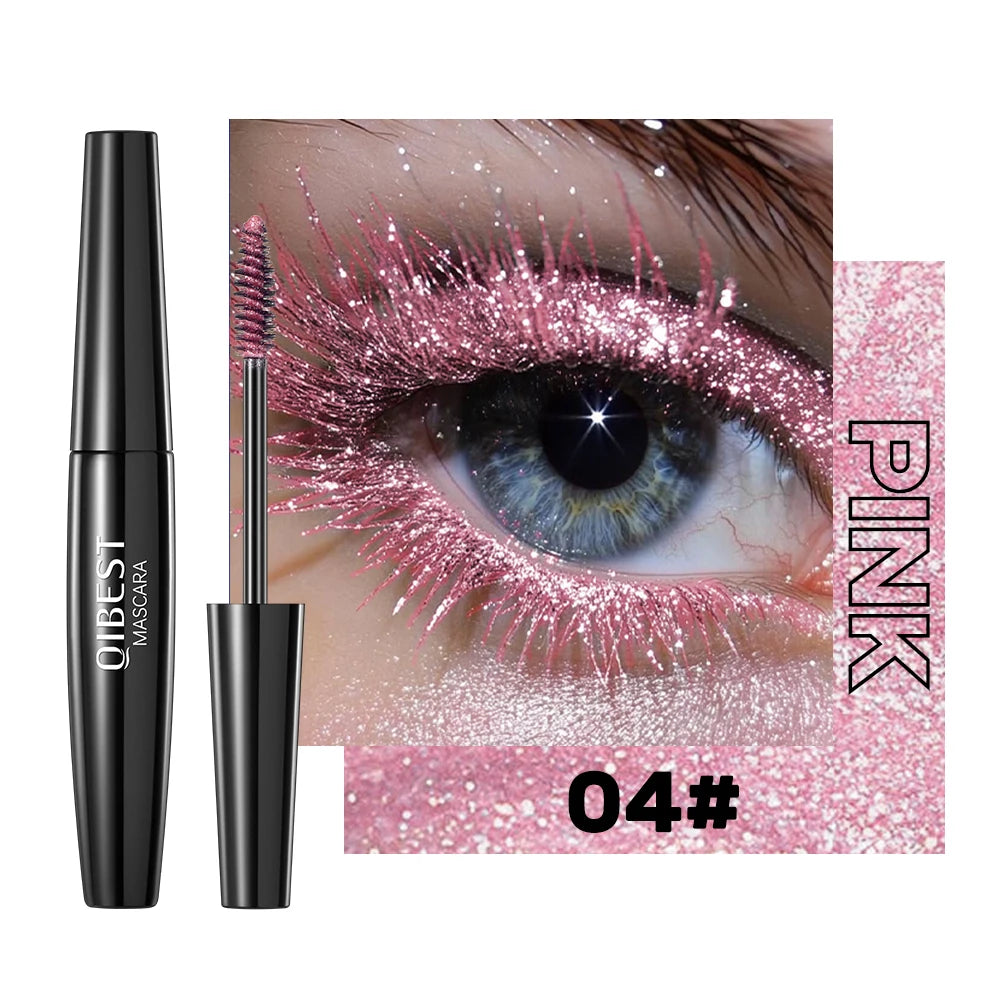 Pink Diamond Mascara Sweat Proof Glitter Eyelashes Shining Sequins Quick Dry Lasting Curling Thick Length Mascara Shimmer Makeup