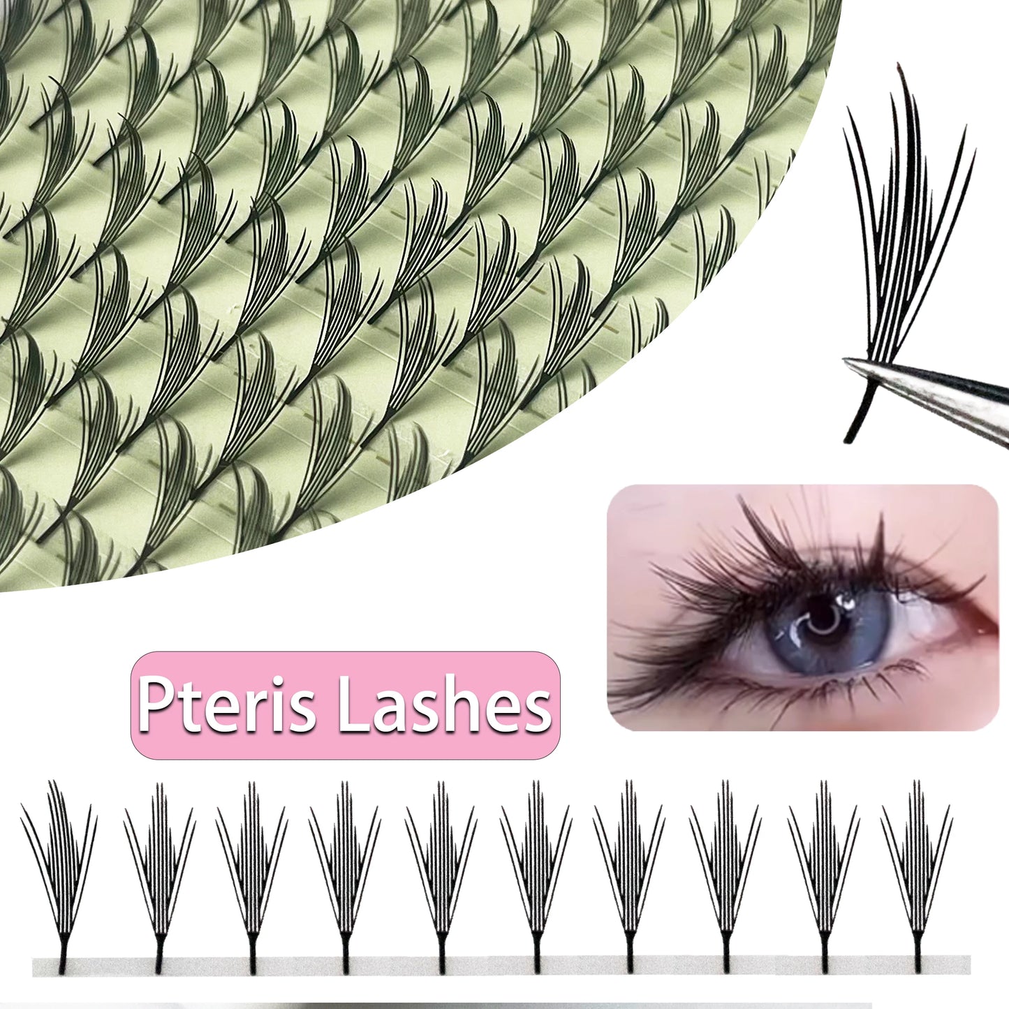 Anime Spire Eyelash Extension Feather Shape C/D Curl Premade Fans Tower Lashes Soft Lightweight Manga Effect False Lashes Makeup
