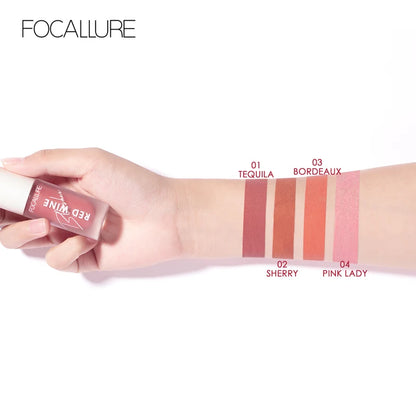 FOCALLURE Hangover Red Wine Blusher 4 Colour Natual Makeup Face Liquid Blush Long Lasting Cosmetics