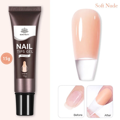 BORN PRETTY 15g Nail Tips Gel Nude Clear Transparent Nail Gel Soak Off UV LED Nail Art Gel Varnish Function Gel Nail Extension