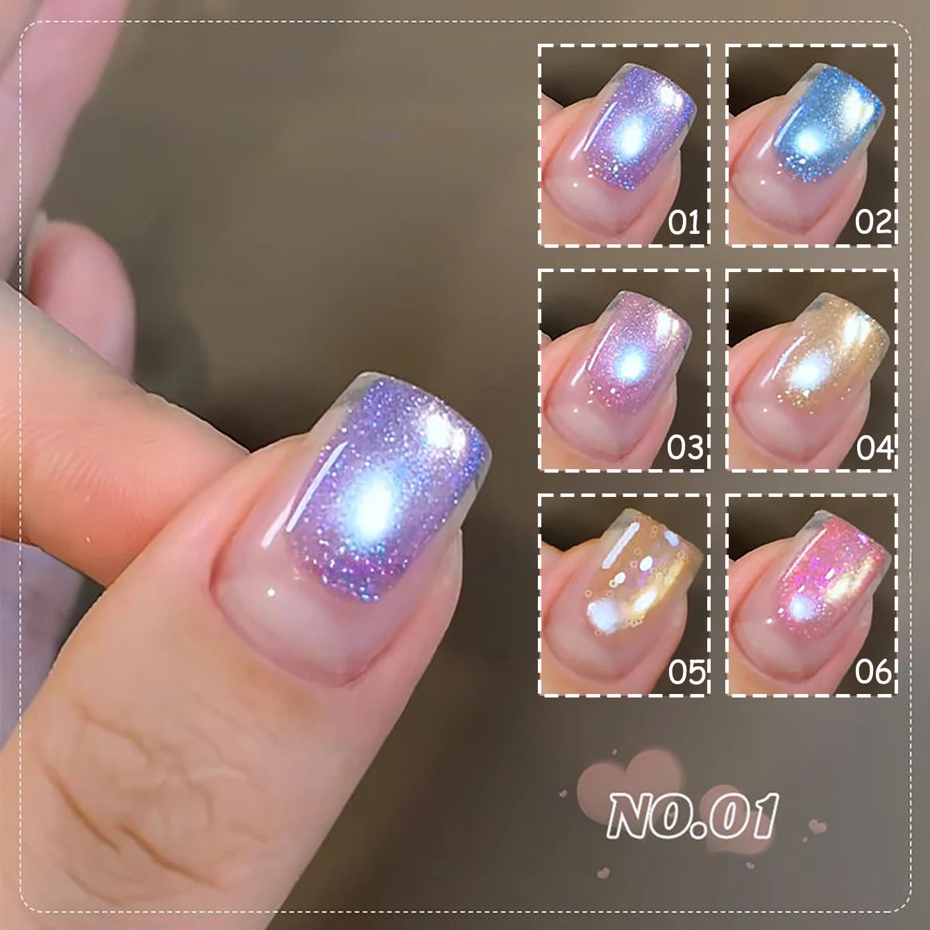 TC 1-6 Pcs Versatile Temperament Highlighting The Whitening Trend Popular And Explosive Antarctic Light Cat Eye Gel Nail Polish