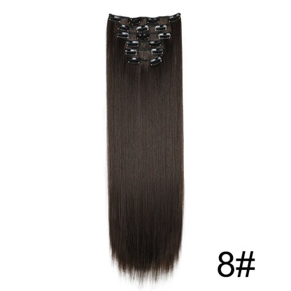 Synthetic 6pcs/set Long Straight Hair Extensions Ultra-Invisible Full Head Clip in Hair Extensions 24Inch for Women Daily Wear
