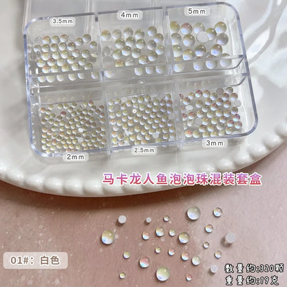 Gun Black Square Rivet Metal Round Ball Cone Alloy Fork Spoon Punk Stars Bowknot Pearl Nail Art Accessories Decorations Manicure