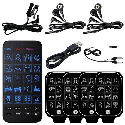 Digital Electric Pulse Muscle Stimulator–48 Massage Modes for Full-Body Therapy, Pain Relief + Sleep Aid & Rhinitis Photothera