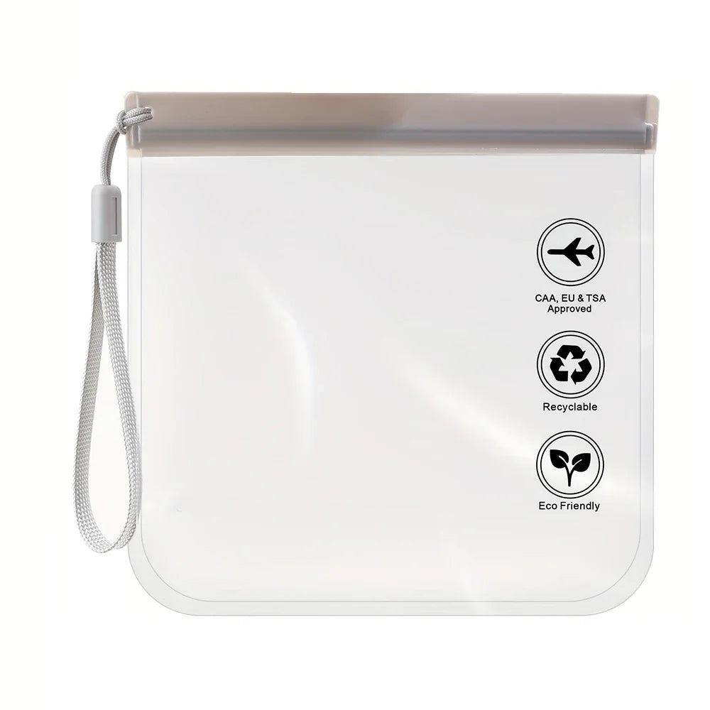 1pc Transparent toilet bag, portable travel essentials, flight makeup liquid leak proof, resealable EVA cosmetic bag