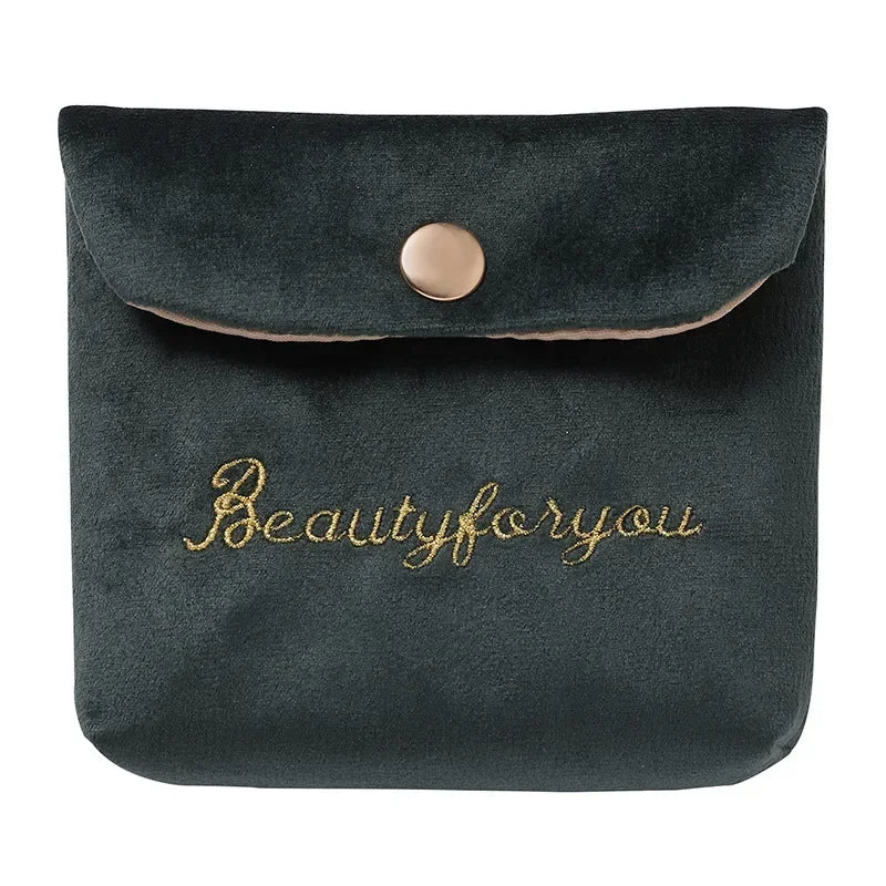 Embroidered Letter Tampon Storage Bag Sanitary Pad Pouch Girls Cosmetic Bags Makeup Lipstick Key Earphone Data Cables Organizer