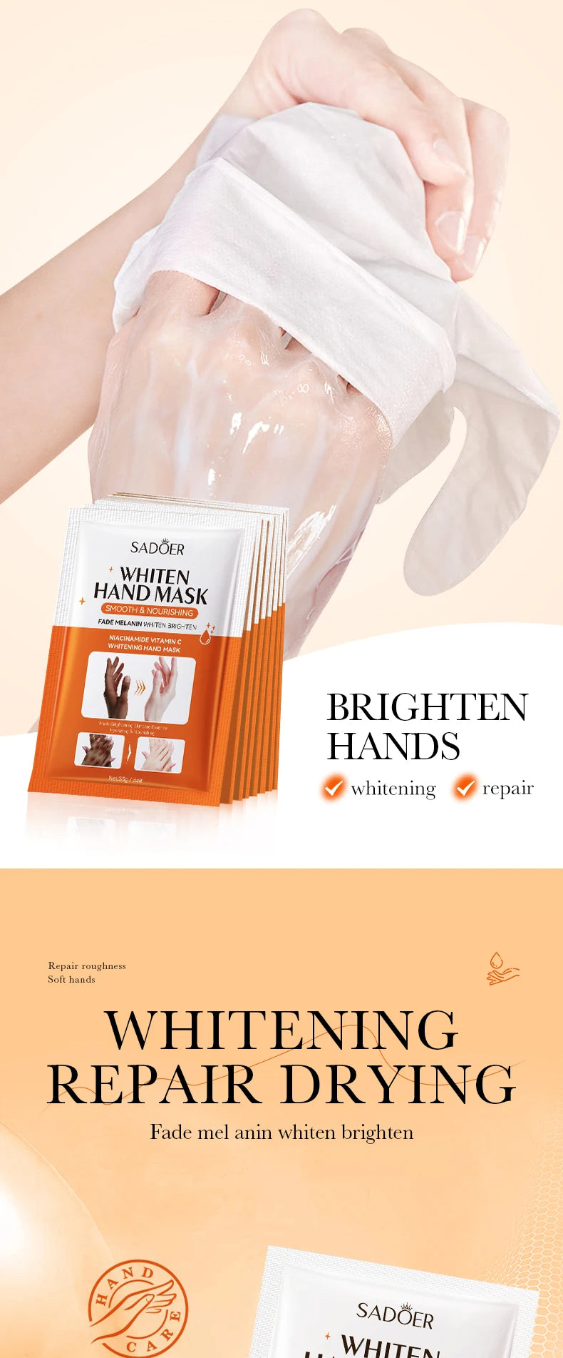 1/3/5 Pcs Niacinamide Hand Mask Hands peel barb Repair Moisturizing Nourishing Brightening Hand Gloves Hands Skin Care