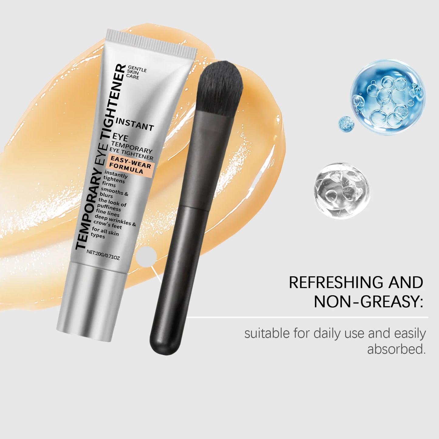 Eye Cream Lifting Firming Hydrating Dark Circle Reduction Fine Lines Smoothing Massage Treatment With Brush Gentle Daily Care