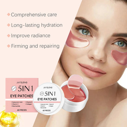60pcs Pink Rice Collagen Eye Mask Anti Dark Circles Eyes Bags Remover Firming Moisturizing Eye Patches Mild Skin Care Eyes Care