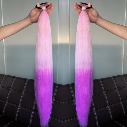 Synthetic 2Pcs Straight Ponytail With Elastic Hair Tie Colorful Braiding Ponytail Hair Extensions Hair Accessories For Women