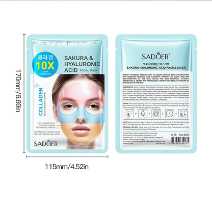 SADOER Rainbow Collagen Facial Masks Moisturizing Whitening Anti-aging Sakura Hyaluronic Acid Face Mask Korean Cosmetics