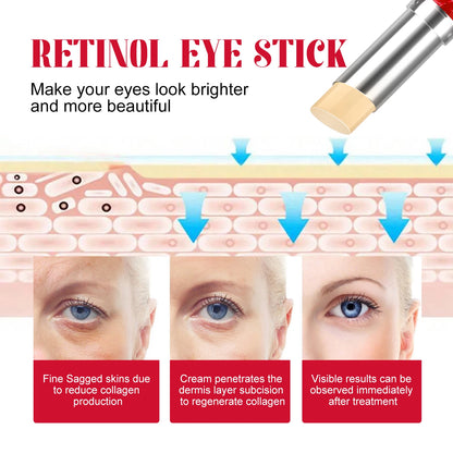 Retinol Eye Cream Stick Lightening Dark Circles Firming Skin Anti-Wrinkle Firming Brightening Eye Repair for Women Eyes Care