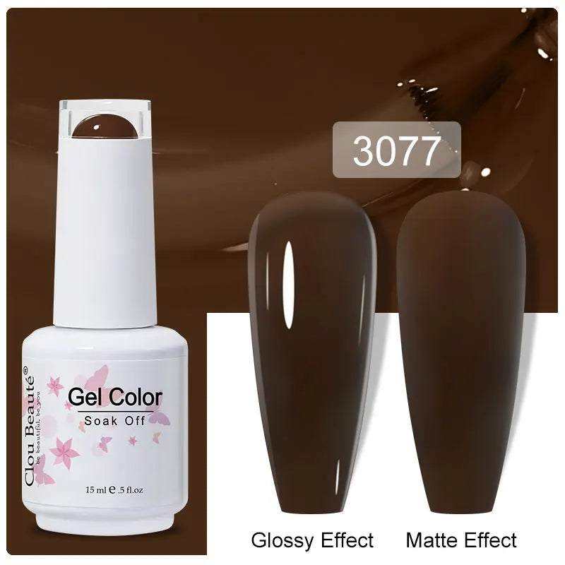 Clou Beaute 15ml Nail Gel Polish Warm Color Dark Red Brown Semi Permanent Nail Art Manicure Soak Off LED UV Varnishes Lacquer