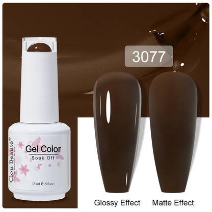 Clou Beaute 15ml Nail Gel Polish Warm Color Dark Red Brown Semi Permanent Nail Art Manicure Soak Off LED UV Varnishes Lacquer