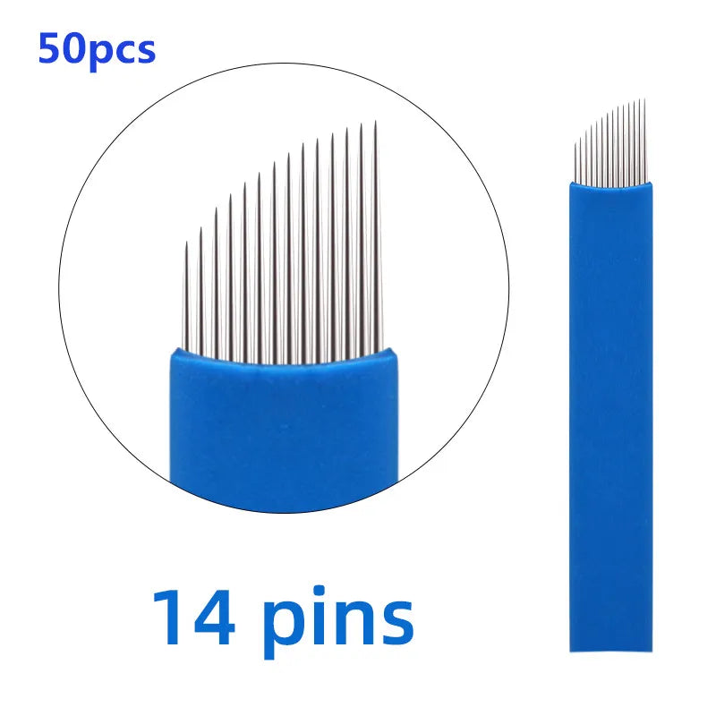 20/50pcs Microblading 0.18-0.25mm Tebori Blades Needles Tattoo Needle 7 9 11 12 14 16 18 21 Pin U shape Eyebrow Needles Makeup