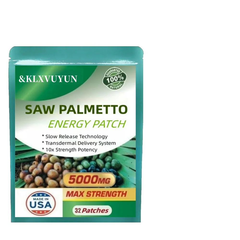 Saw Palmetto Extract 5000 mg, Prostate Health, Urinary Tract Support, DHT Blocker for Men and Women Hair Growth,32 Patches/bag