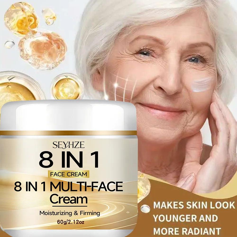 SEYHZE 8-in-1 Multi-Effect Moisturizing Tightening Cream with Ceramides Collagen Niacinamide Retinol Vitamin C Brightening Firmi