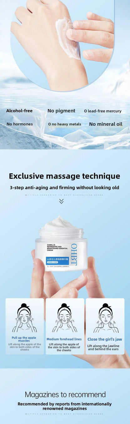 OHBT Camellia Face Cream, Plant Whitening Anti-wrinkle Moisturizing Facial Cream, Antioxidant Brightening Essence Cream 50g