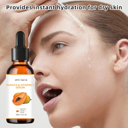Ottilavie Papaya Vitamin C Essence is suitable for all skin types, unisex, and can be used on the face, neck, and body.