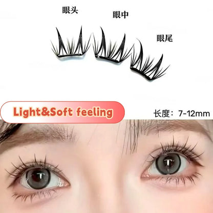 MJ Self Adhesive DIY Lashes No Glue Needed Reusable Bottom Lash  Fluffy Cluster Eyelash Korean DIY Manga Lash Extension At Home